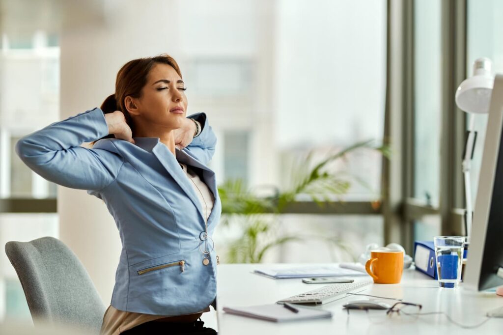 Workspace with ergonomic equipment
