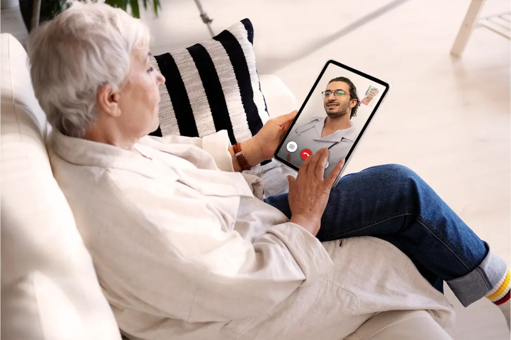 Home health patient engaging with digital navigator