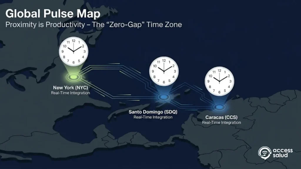 Nearshore time zone synchronization healthcare BPO