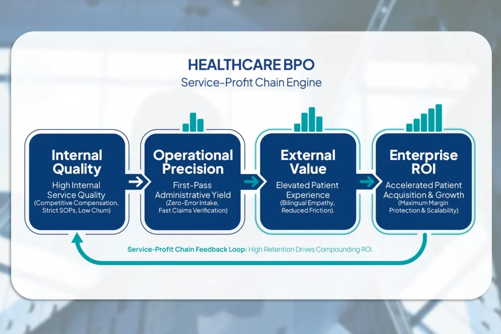 Flowchart demonstrating the positive economic feedback loop created by premium nearshore administrative support.